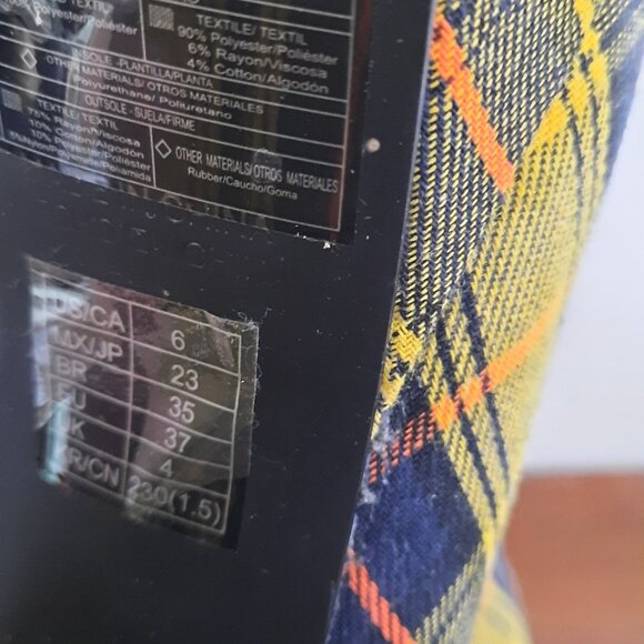 Forever 21 Yellow Plaid Platform Booties Size 6 - Picture 7 of 8